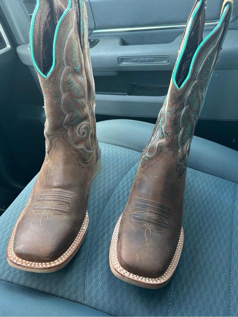 Durango Brown Leather Western Boots with Turquoise Accents - Women's